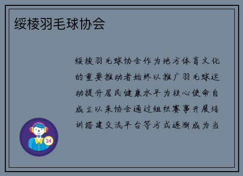 绥棱羽毛球协会